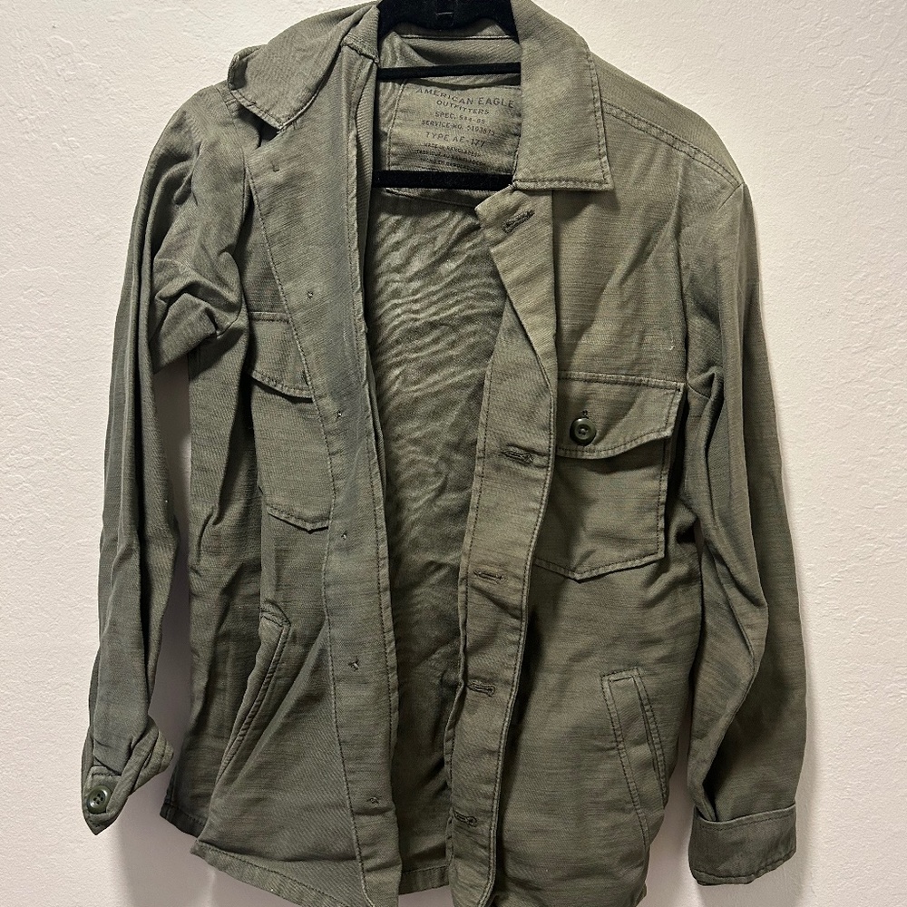 American Eagle Outfitters Oversized Military Jacket in Olive (Size Small)
